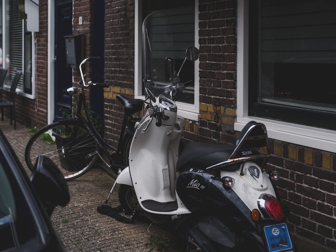 Scooters parked on a street for rental