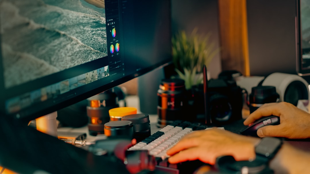 Designer working on a creative colour workspace