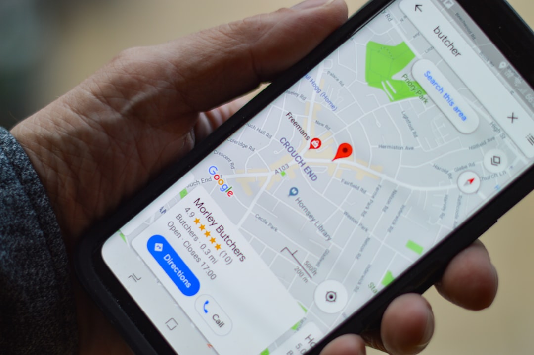 Smartphone showing a map with a location pin