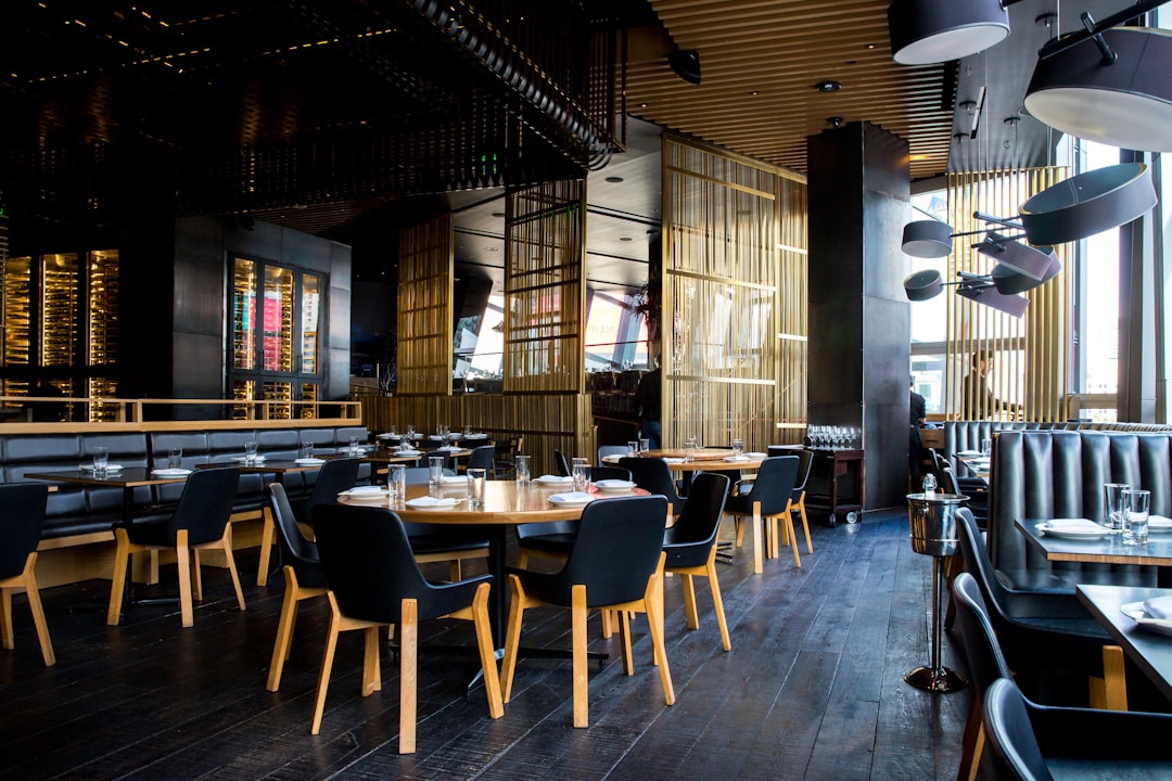 Restaurant interior with set dining tables